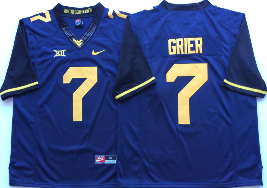 NCAA Men West Virginia Mountaineers Blue #7 GRIER